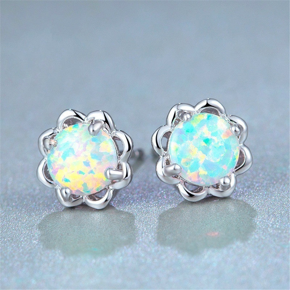 Opal Luxury Flower Creative Imitation Opal Women's Ear Studs