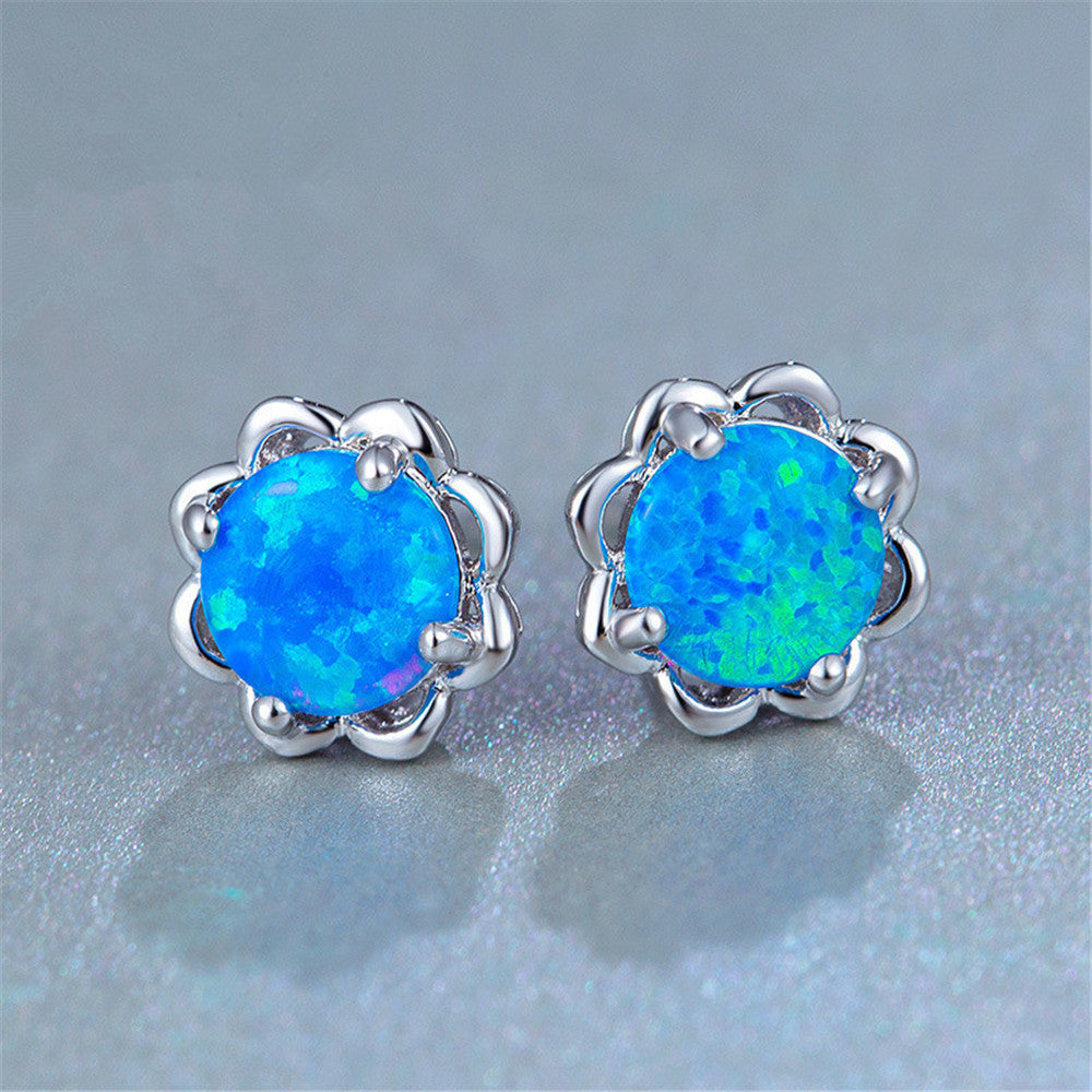Opal Luxury Flower Creative Imitation Opal Women's Ear Studs