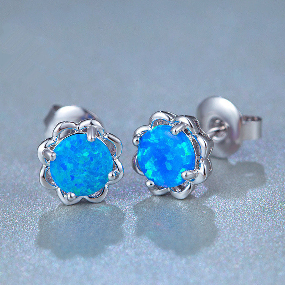 Opal Luxury Flower Creative Imitation Opal Women's Ear Studs