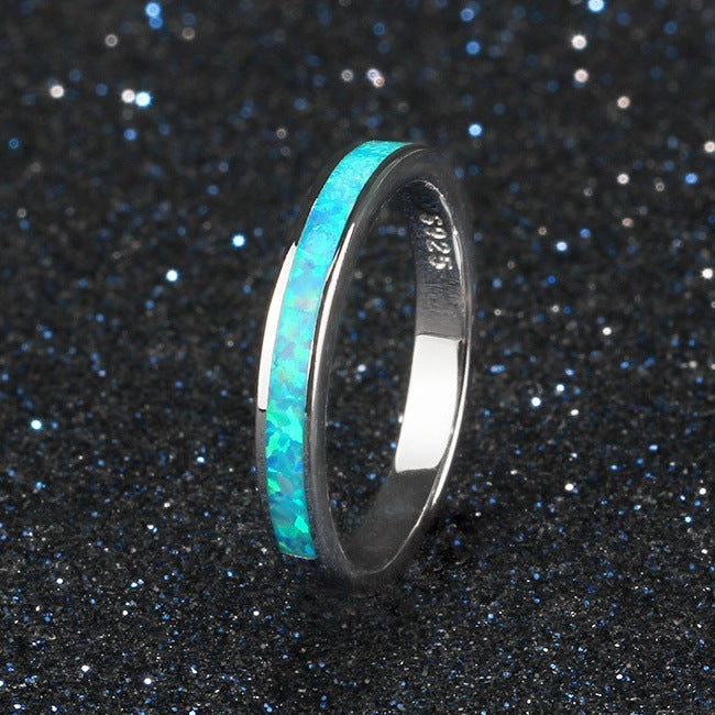 Simple single-circle opal ring