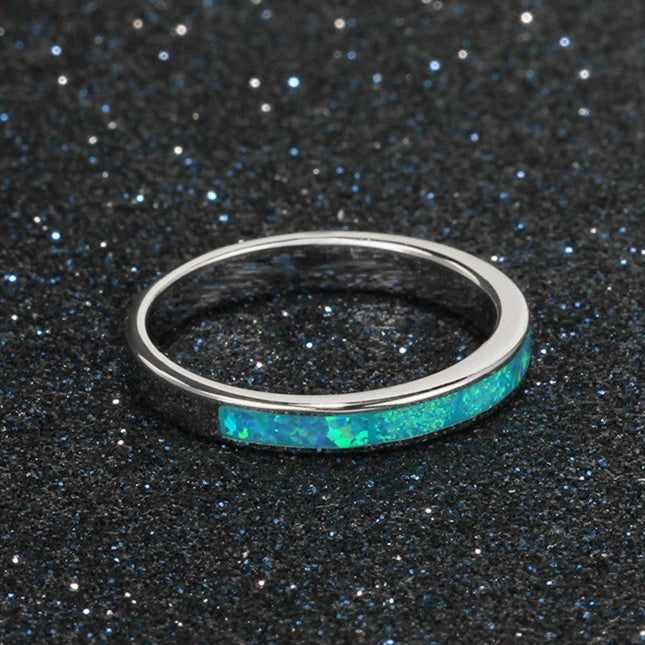 Simple single-circle opal ring