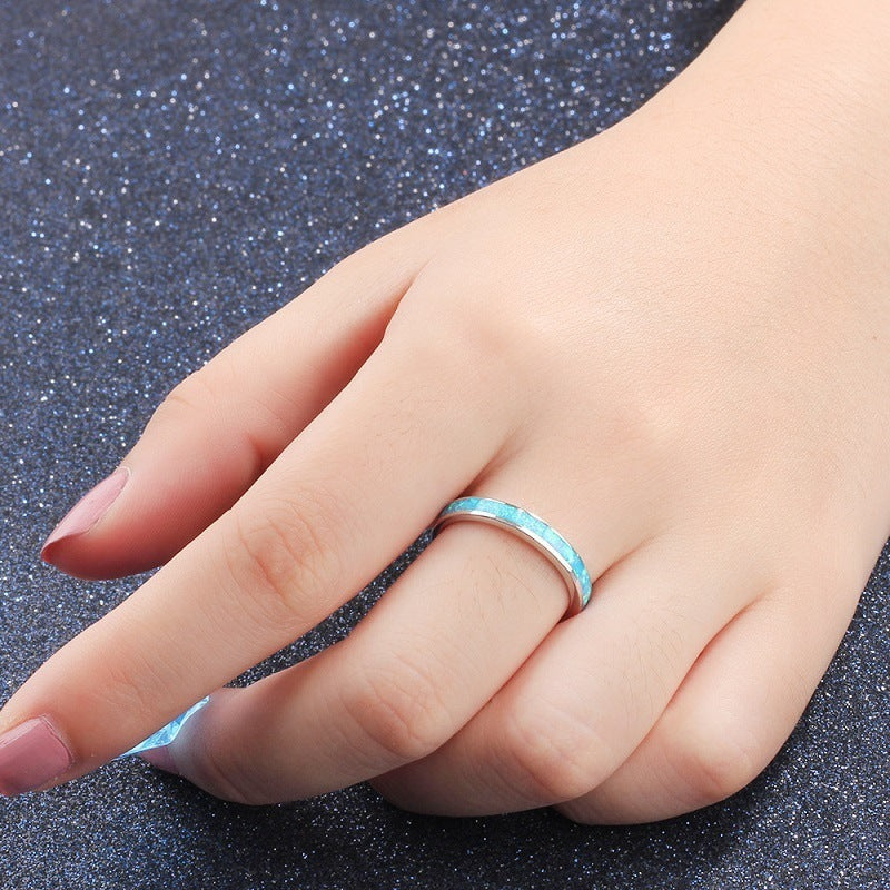Simple single-circle opal ring