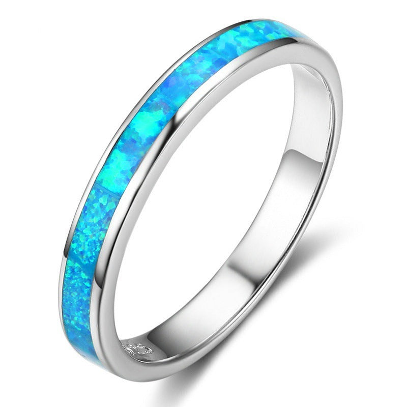 Simple single-circle opal ring