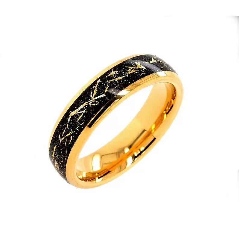6 Wide Gold Wire Gold Tungsten Steel Ring
