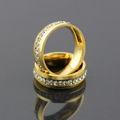 Stainless Steel Single Row Diamond Finger Ring