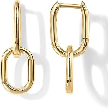 INS Personality Geometry Oval Gold Rhinestone Earrings Female