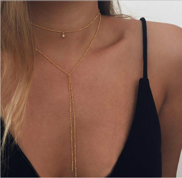 Simple necklace retro gold plated necklace