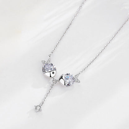 Cute fish necklace zircon necklace