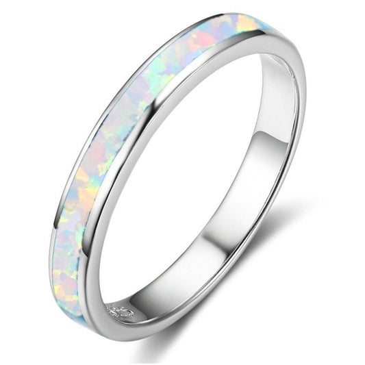 Simple single-circle opal  ring
