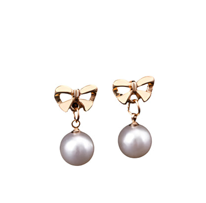Hypoallergenic Heart-shaped Zircon Earrings Women's Bow Pearl Earrings
