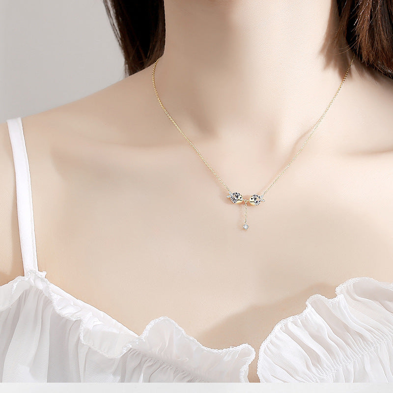 Cute fish necklace zircon necklace