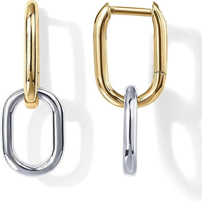 INS Personality Geometry Oval Gold Rhinestone Earrings Female