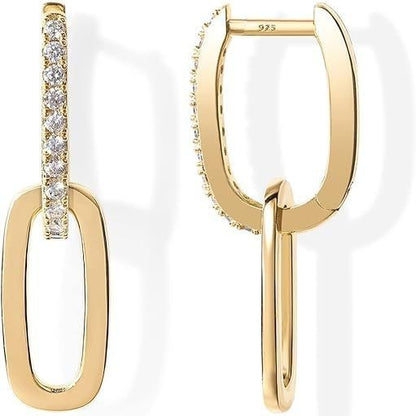 INS Personality Geometry Oval Gold Rhinestone Earrings Female