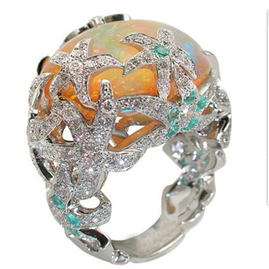 Starfish Fire Opal Ring