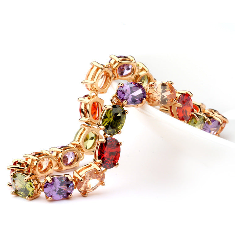 Copper Inlaid 3A Zircon Colorful Zircon Bracelet