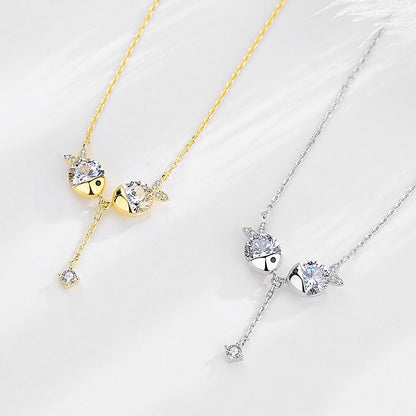 Cute fish necklace zircon necklace