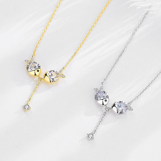 Cute fish necklace zircon necklace