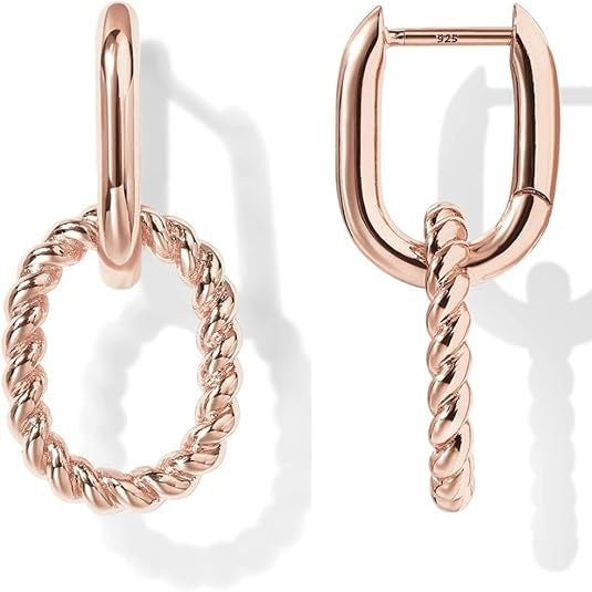 INS Personality Geometry Oval Gold Rhinestone Earrings Female