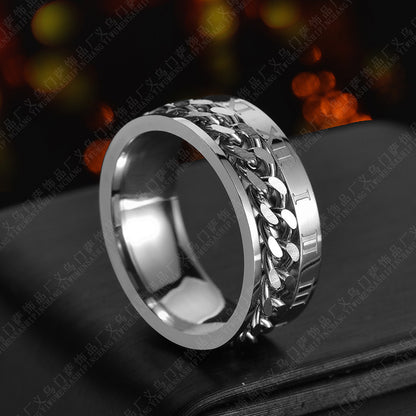 Roman Letter Rotatable Chain Rings Men Digital Titanium Steel  Multifunctional Bottle Opener Ring Spinner