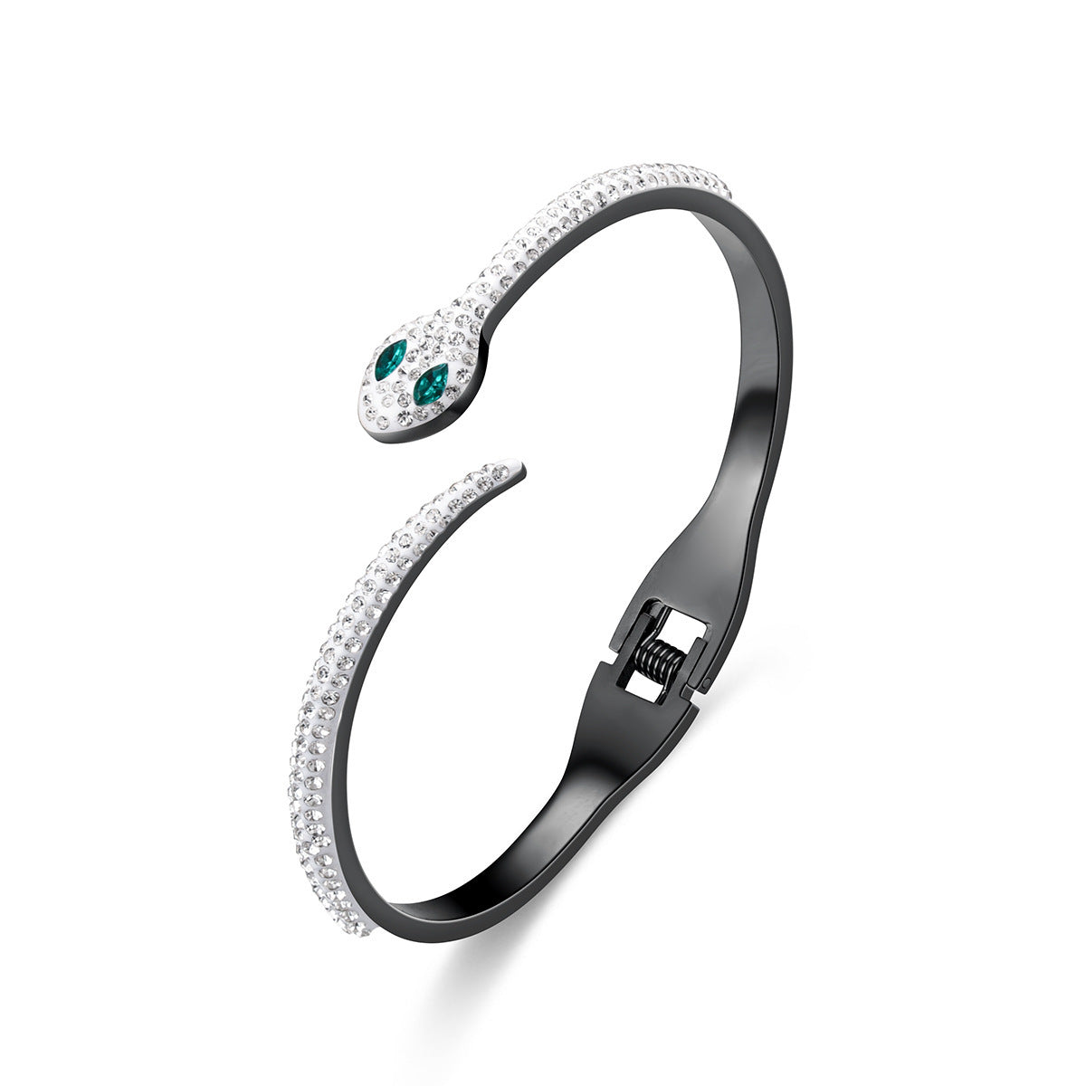 Green Eyed Snake Stainless Steel Micro-Set Diamond Bracelet