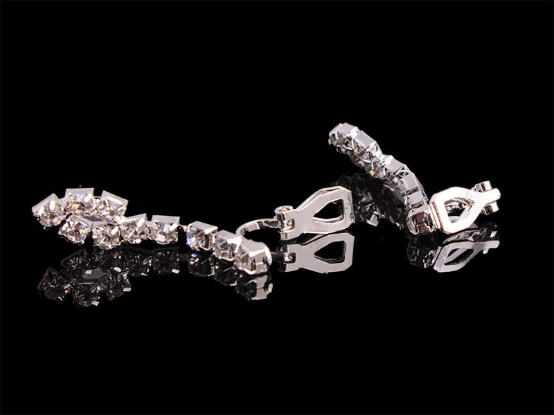 4-Piece Rhinestones Necklace, Earrings, and Ring Jewelry Set