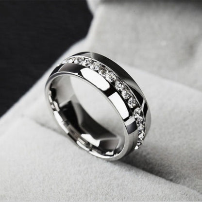 Stainless Steel Single Row Diamond Finger Ring