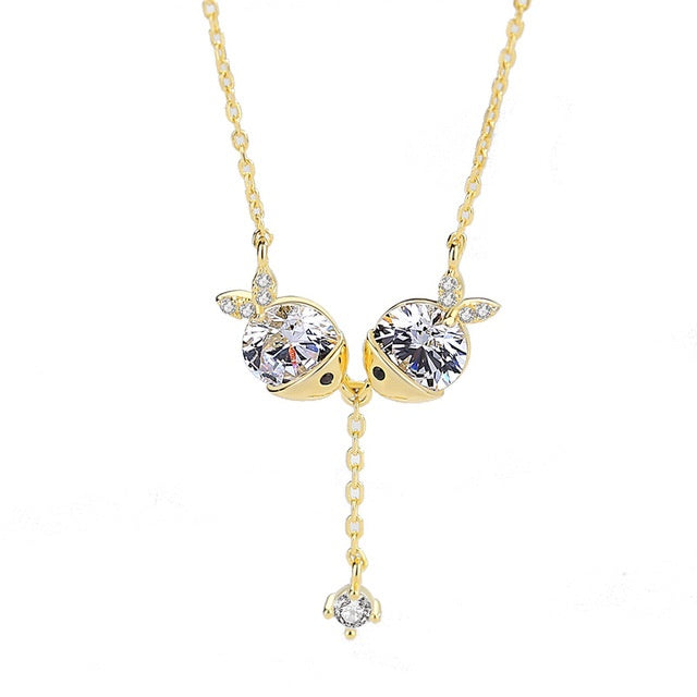 Cute fish necklace zircon necklace