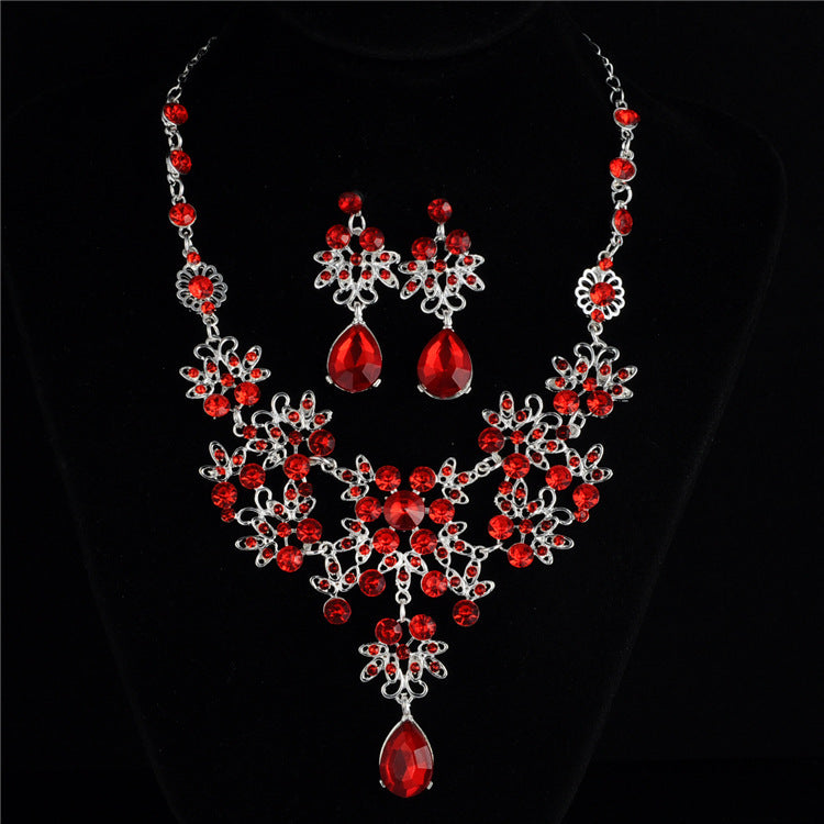 Bridal Fashion Geometric Alloy Inlay Amethyst Rhinestones Set