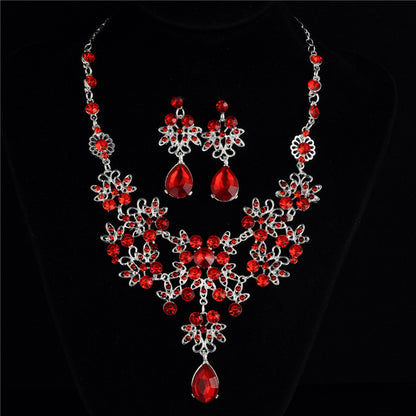 Bridal Fashion Geometric Alloy Inlay Amethyst Rhinestones Set
