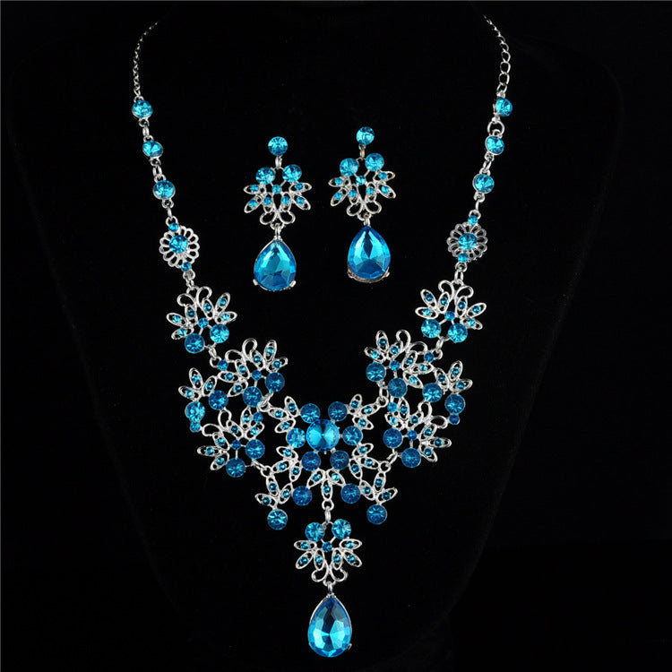Bridal Fashion Geometric Alloy Inlay Amethyst Rhinestones Set
