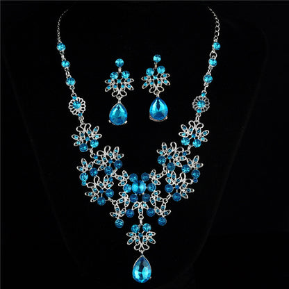 Bridal Fashion Geometric Alloy Inlay Amethyst Rhinestones Set