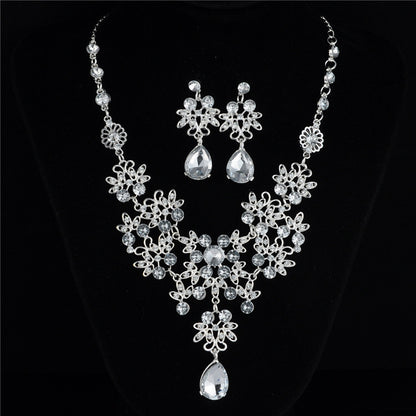 Bridal Fashion Geometric Alloy Inlay Amethyst Rhinestones Set