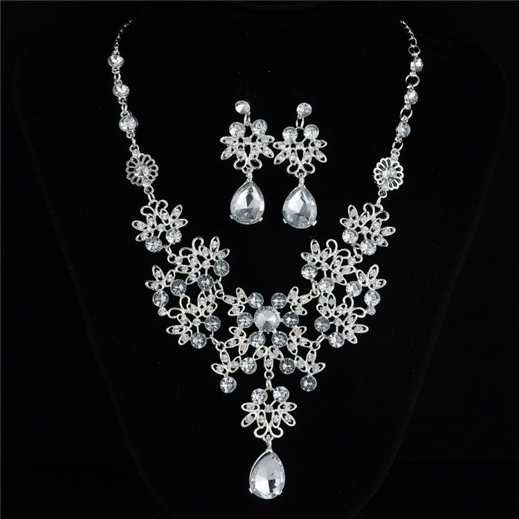 Bridal Fashion Geometric Alloy Inlay Amethyst Rhinestones Set