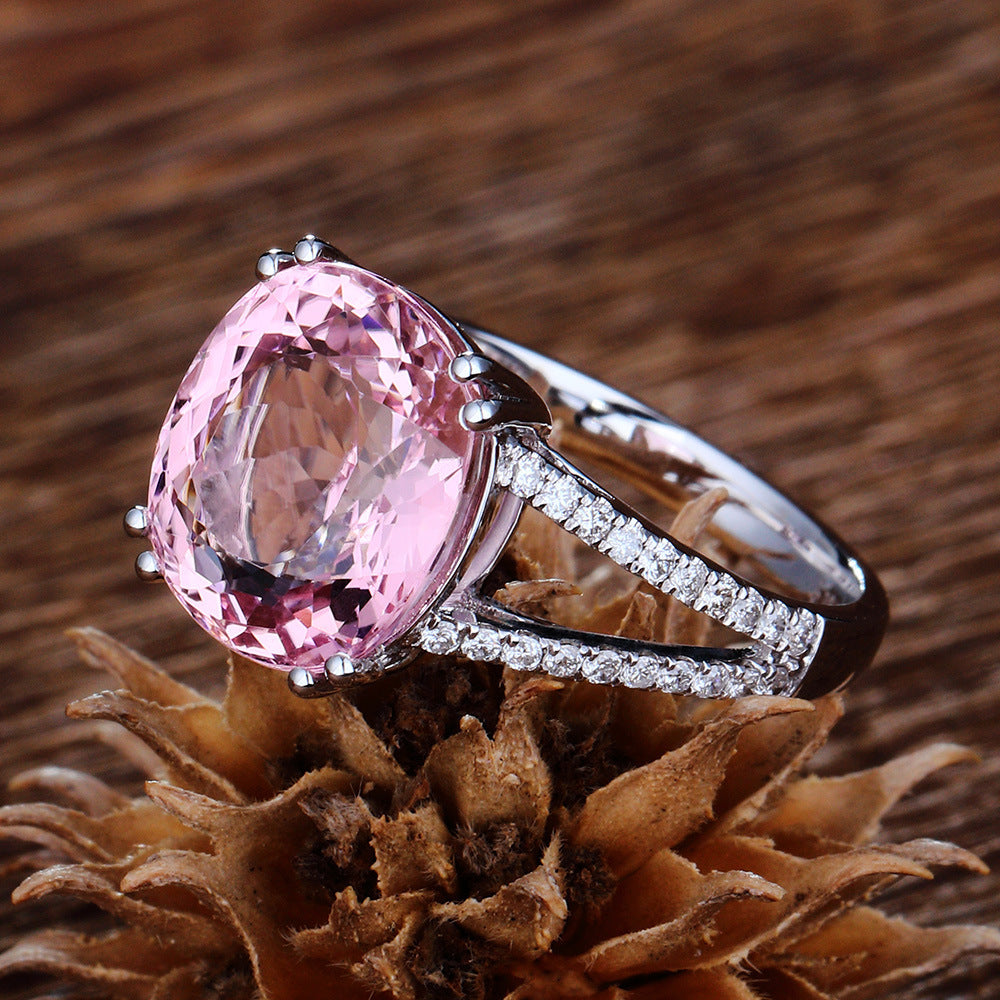 Pink Stone Fashion Engagement Rings Inlaid