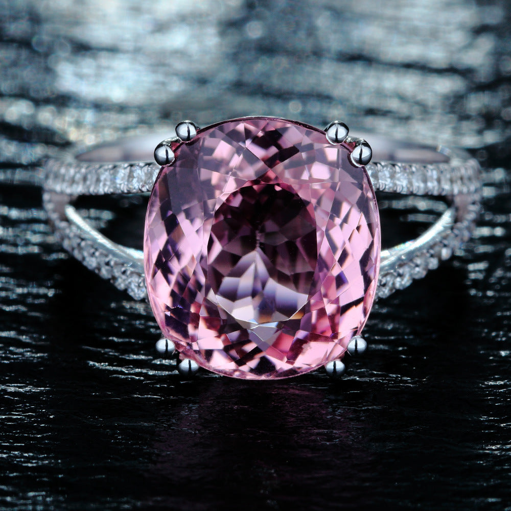 Pink Stone Fashion Engagement Rings Inlaid