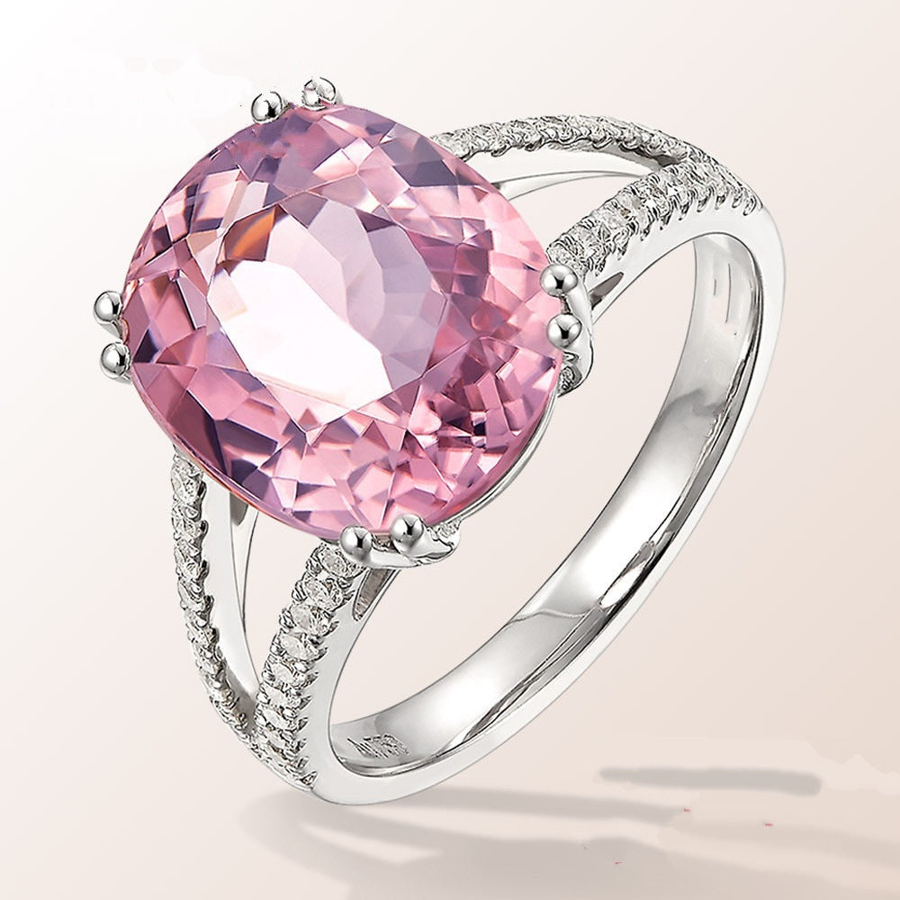 Pink Stone Fashion Engagement Rings Inlaid