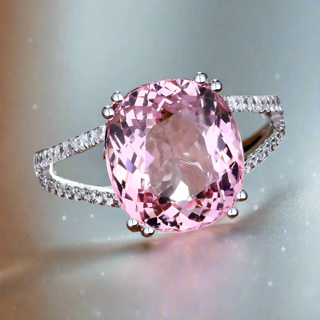 Pink Stone Fashion Engagement Rings Inlaid
