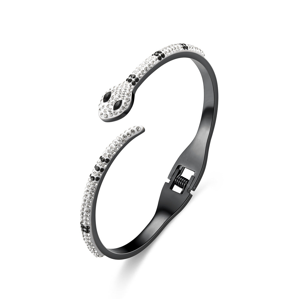 Green Eyed Snake Stainless Steel Micro-Set Diamond Bracelet