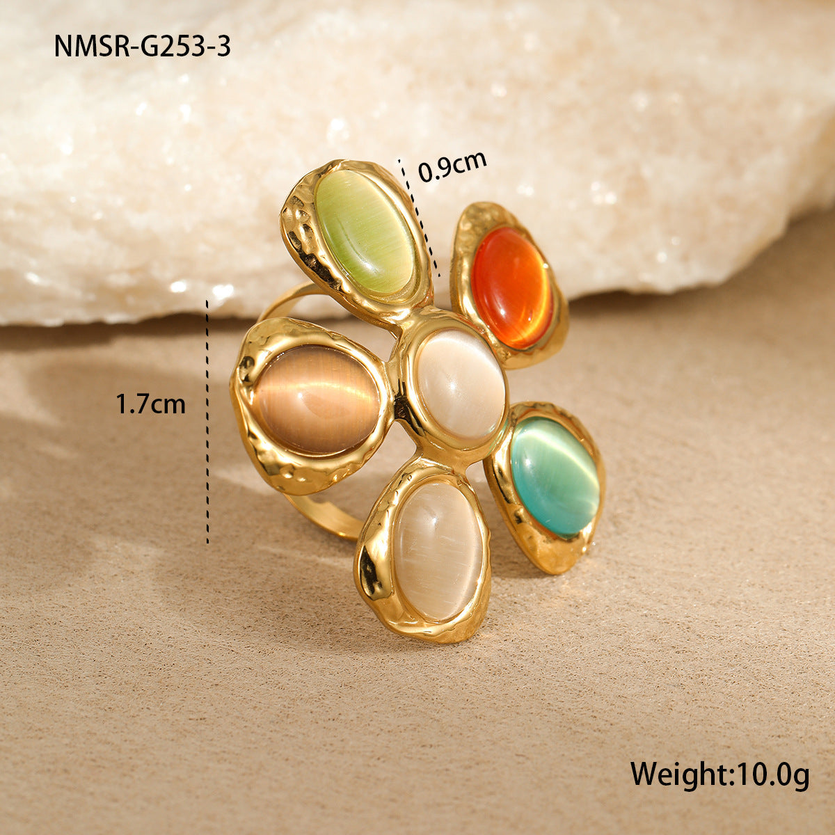Colorful Opal Hammered Flower Earrings Suit