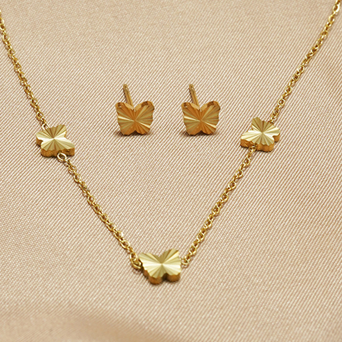 Stainless Steel 18K Gold-Plated Jewelry Set