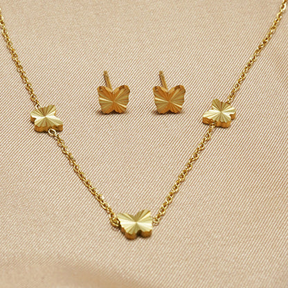 Stainless Steel 18K Gold-Plated Jewelry Set