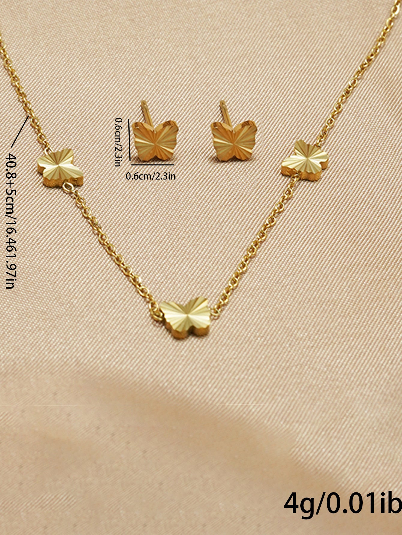 Stainless Steel 18K Gold-Plated Jewelry Set