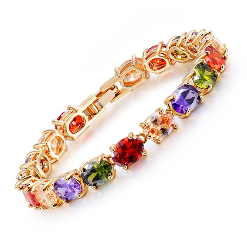 Copper Inlaid 3A Zircon Colorful Zircon Bracelet