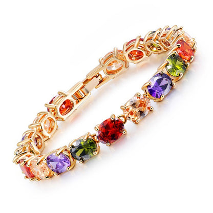 Copper Inlaid 3A Zircon Colorful Zircon Bracelet