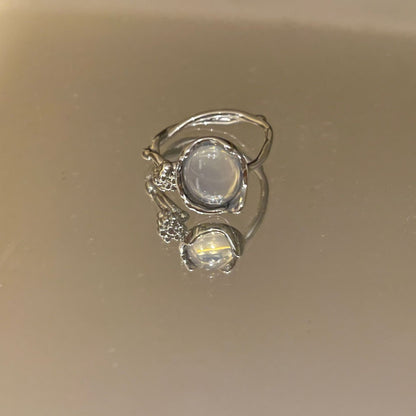 White Crystal Opal Vintage Adjustable Ring