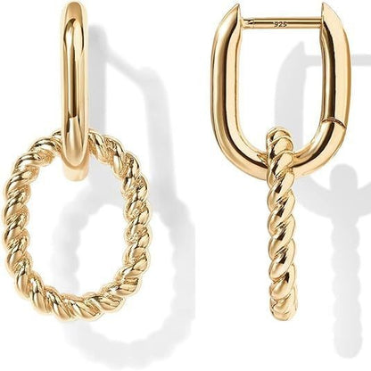 INS Personality Geometry Oval Gold Rhinestone Earrings Female