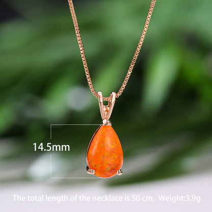 Fashion Platinum Water Drop Blue Copper Necklace