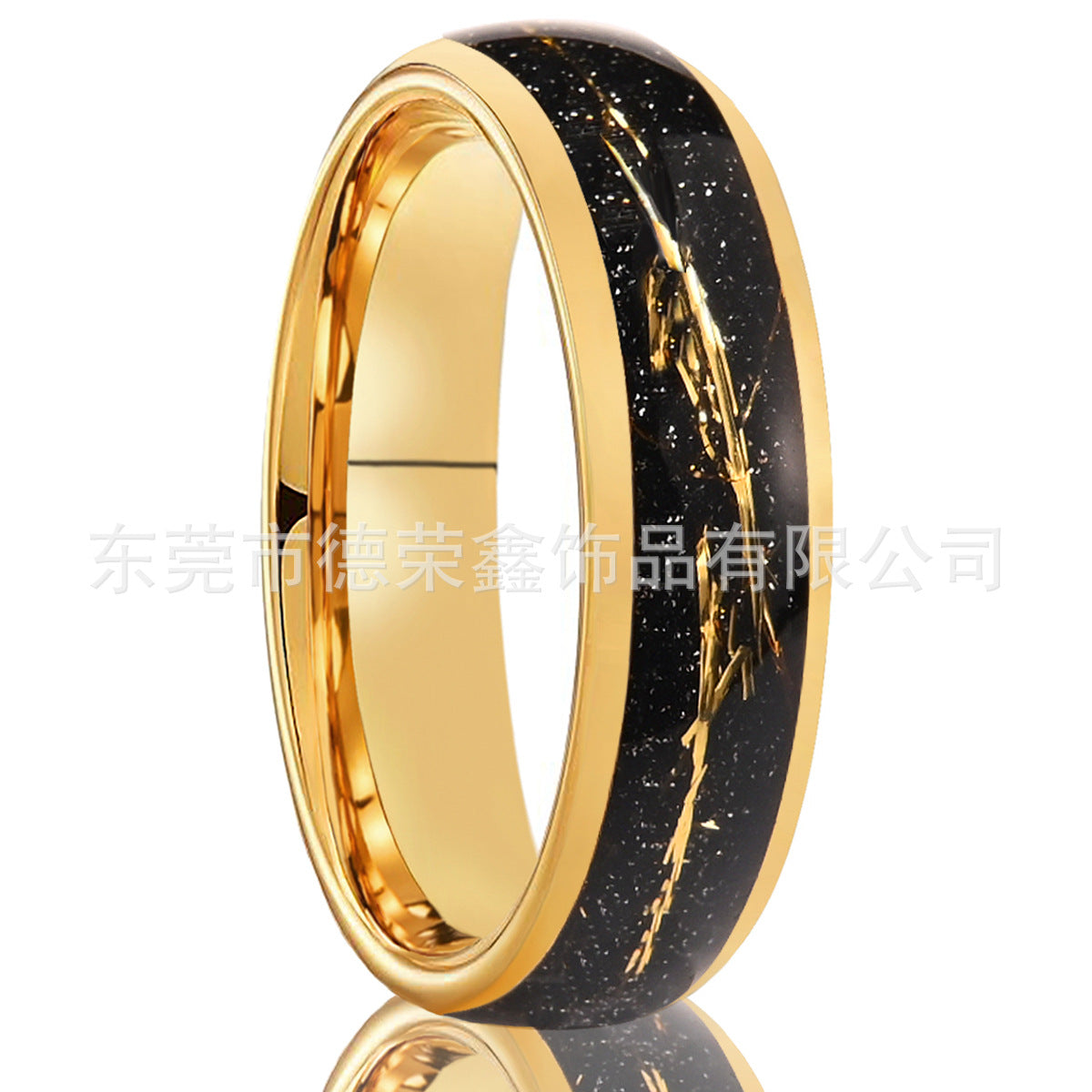6 Wide Gold Wire Gold Tungsten Steel Ring