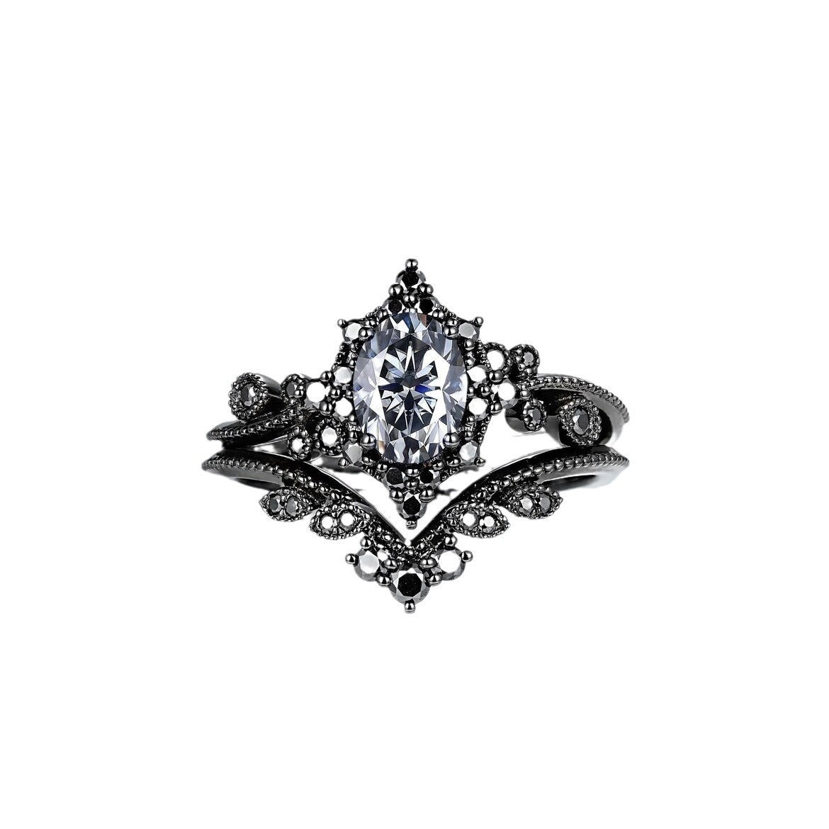 Vintage Unique Rings Style Couple Fashion Zircon Ring Set