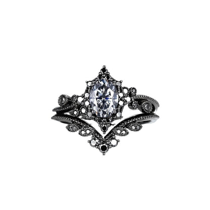 Vintage Unique Rings Style Couple Fashion Zircon Ring Set